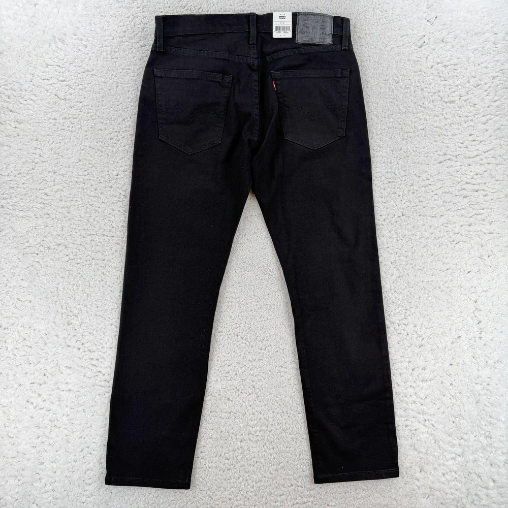 Levis 502 Taper Jeans Mens 31x30 Black Regular Tapered Stretch Denim Pants